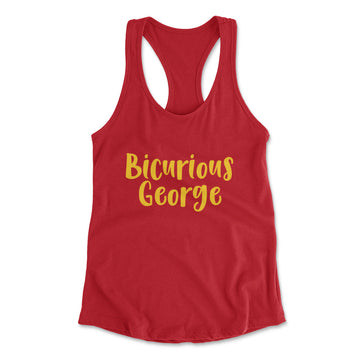Bicurious George Womens Racerback Tank in Red color